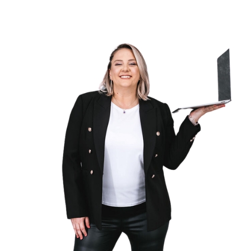 Diana Todd holding a laptop